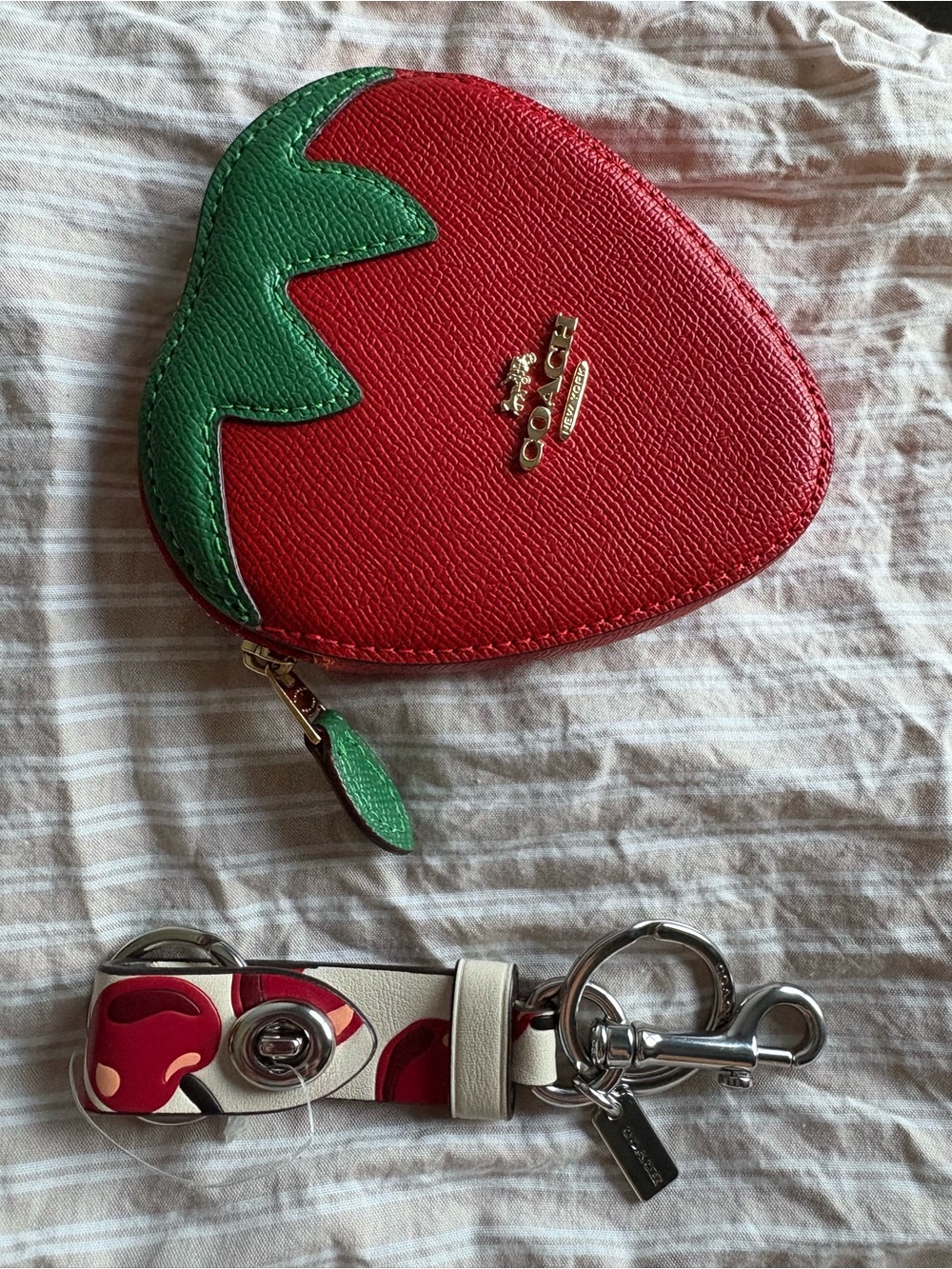 Coach bundle strawberry cherry leather accessories wallet key valet mini purse